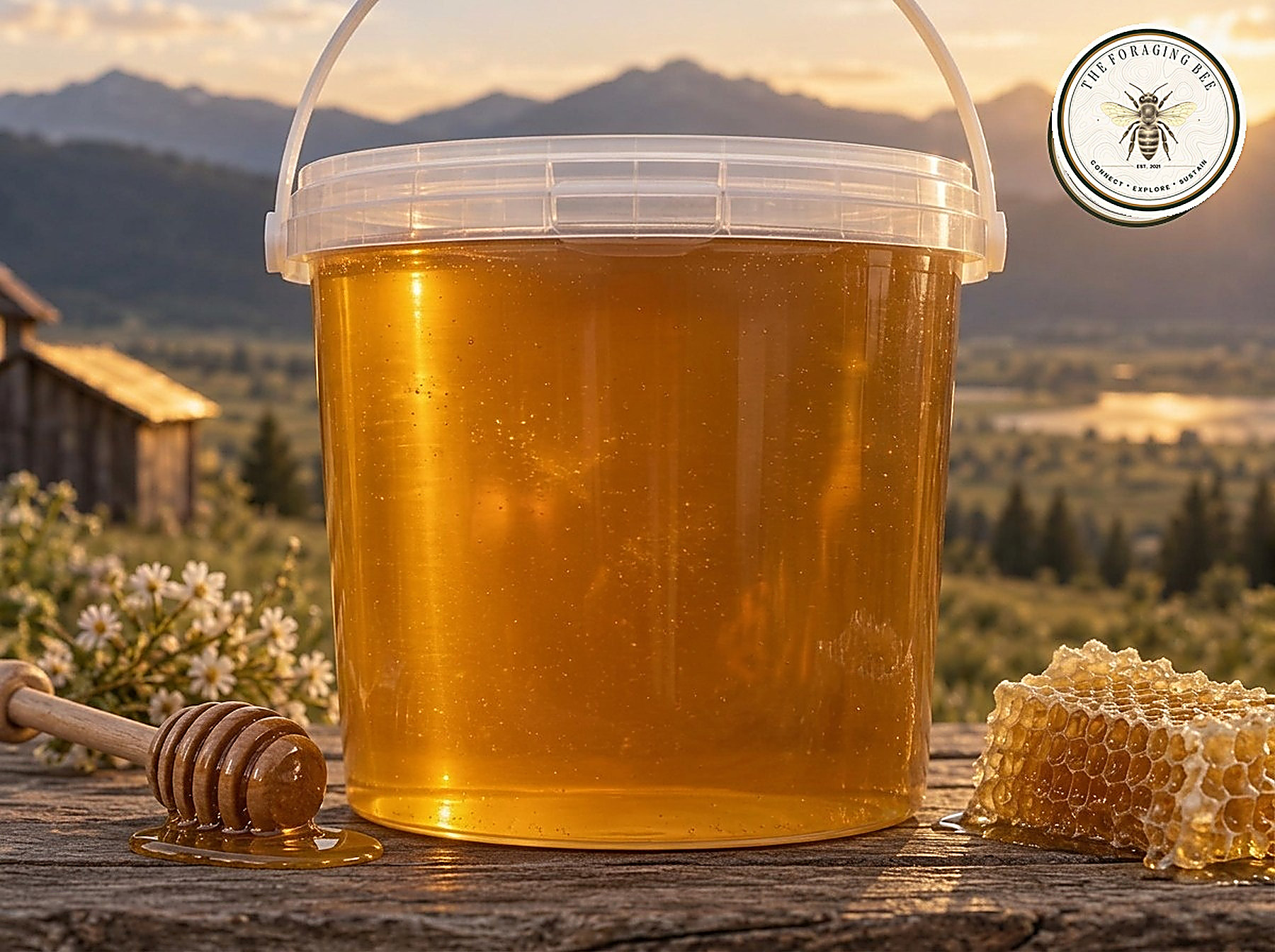 3 kg food-grade pail of Princeton Valley Gold bulk raw honey