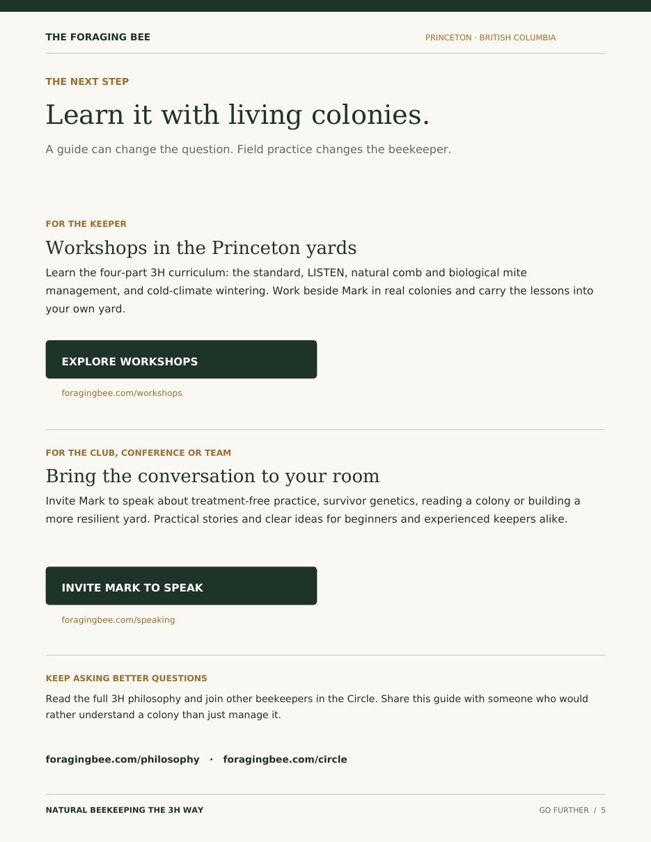 Natural Beekeeping the 3H Way field guide, page 5 of 5