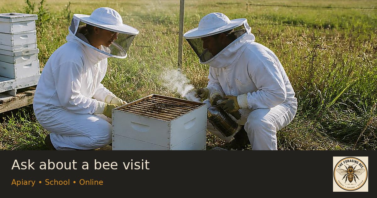 Ask about a bee visit — logo-branded illustrative sharing picture