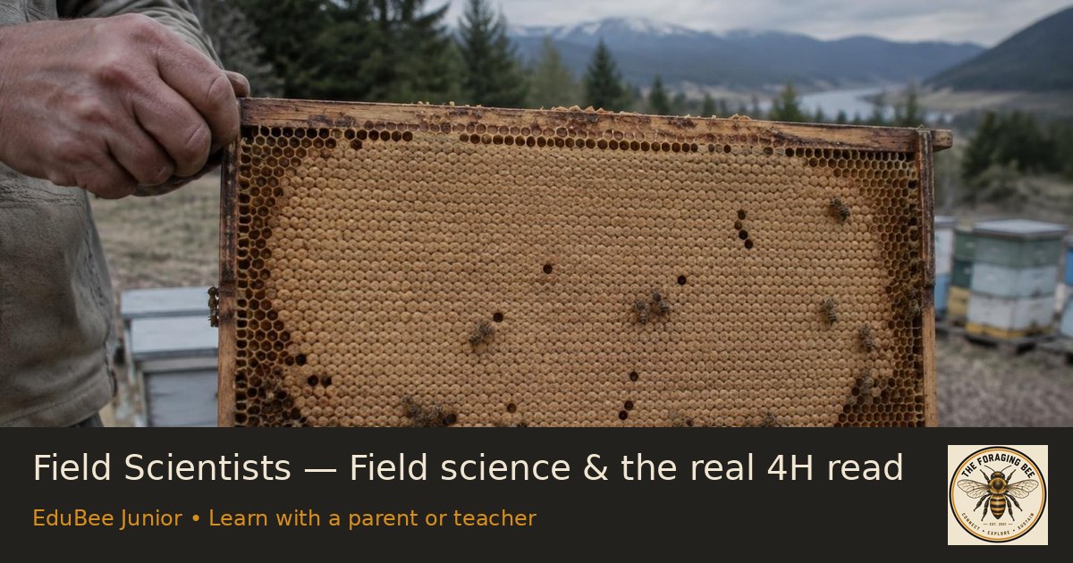 Field Scientists — Field science & the real 4H read — logo-branded illustrative sharing picture